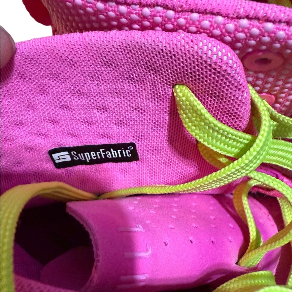 Vibrant Pink and Neon Green High-Top Sneakers - Picture 16 of 16